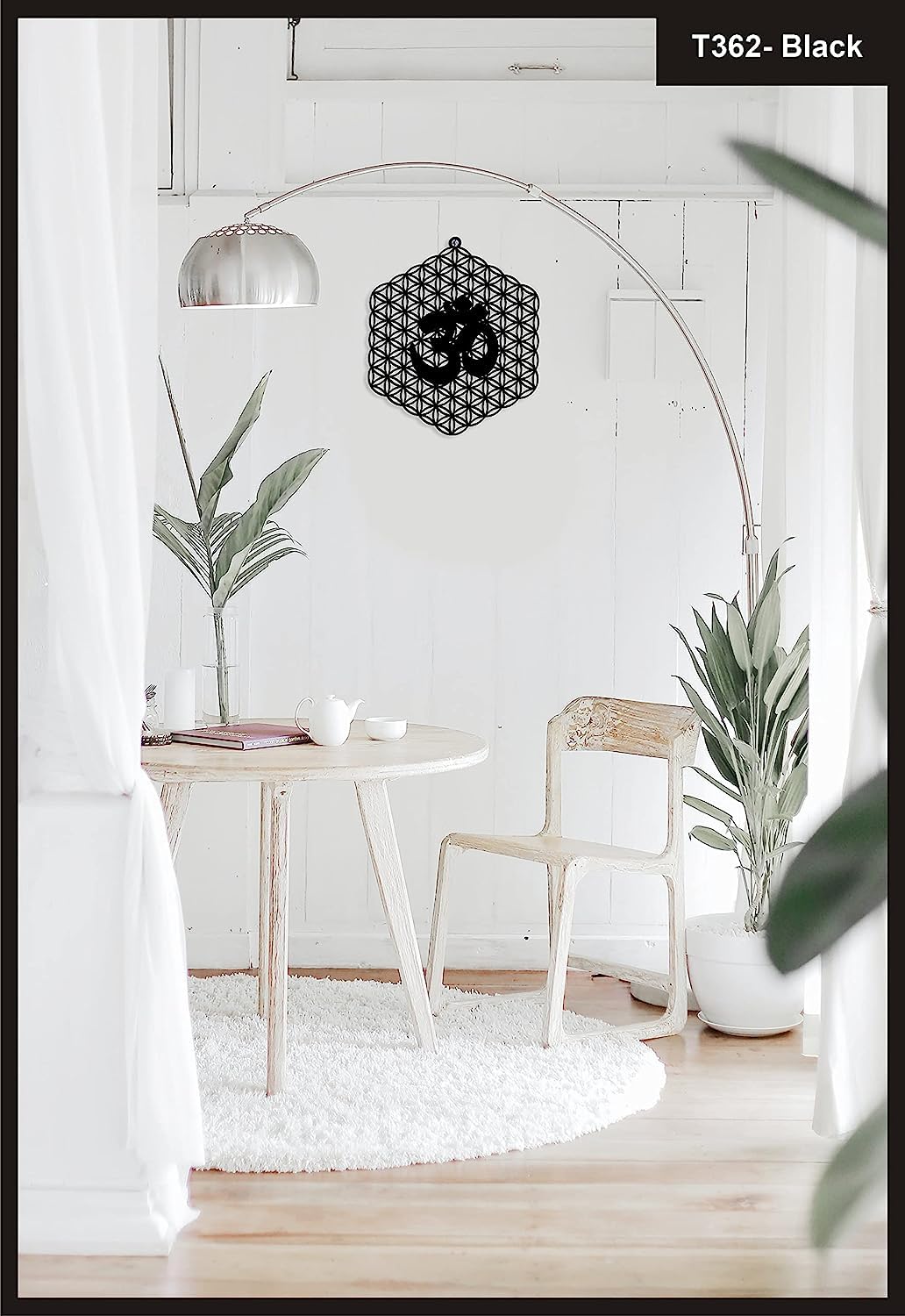Flower of Life with OM – Hand-Painted Wooden Wall Art