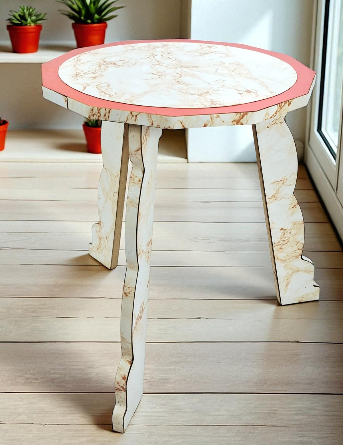 Foldable Wooden Dodecagon Stool & Side Table – 12 Inch, 3 Legs