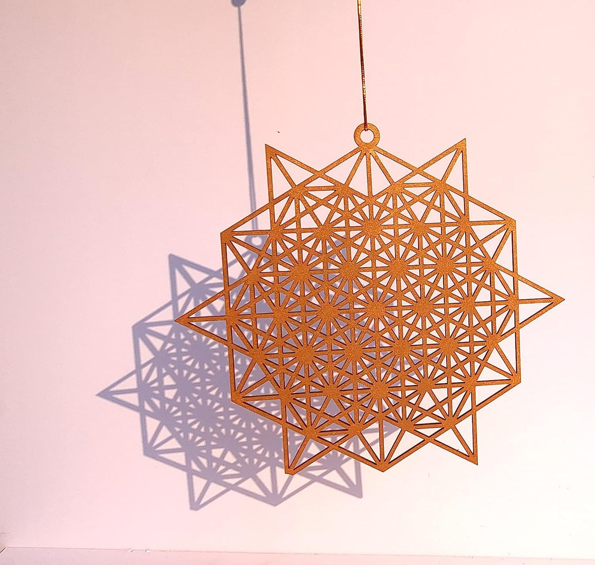 Tetrahedron Grid of Life – Hand-Painted Wooden Wall Art