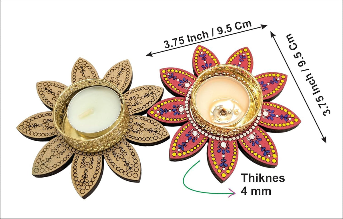 Dot Mandala Tealight Painting Kit – 6 Flower Bases, Tools, Paints & Candles