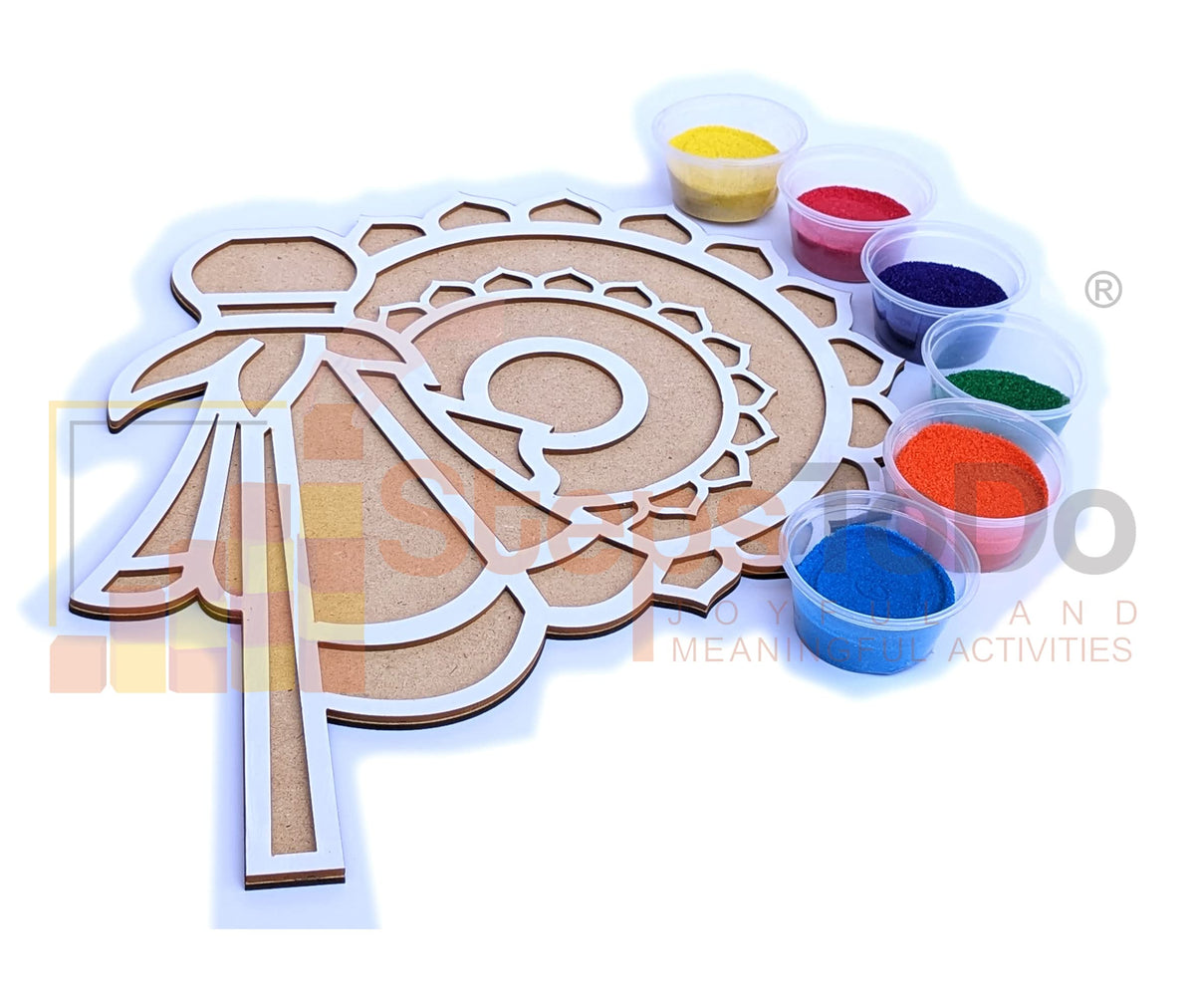 Reusable Rangoli Making Frame with Wooden Base