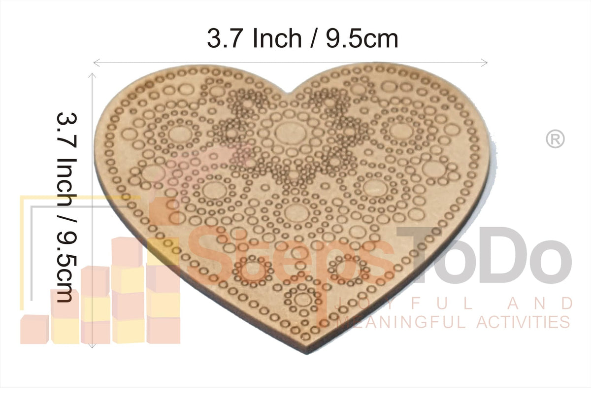 Heart Mandala Painting Kit G – 6 × 4-Inch Coasters, 10 Tools, Paints & Holder