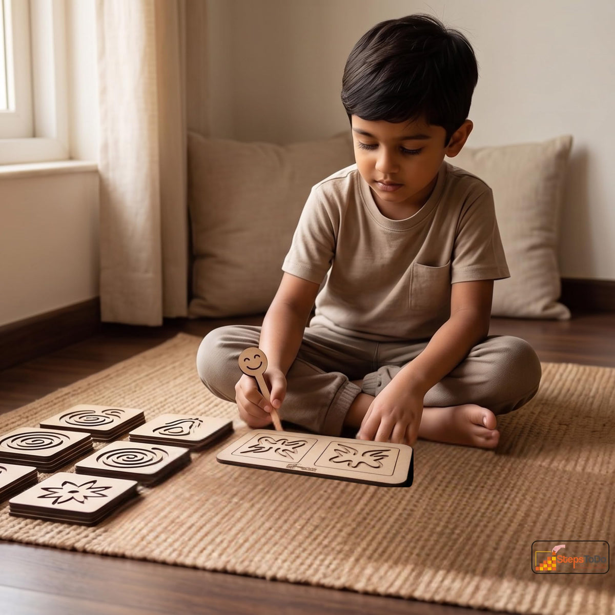 Wooden Pre-Writing Tracing Boards – 12 Boards, 6 Pattern Pairs