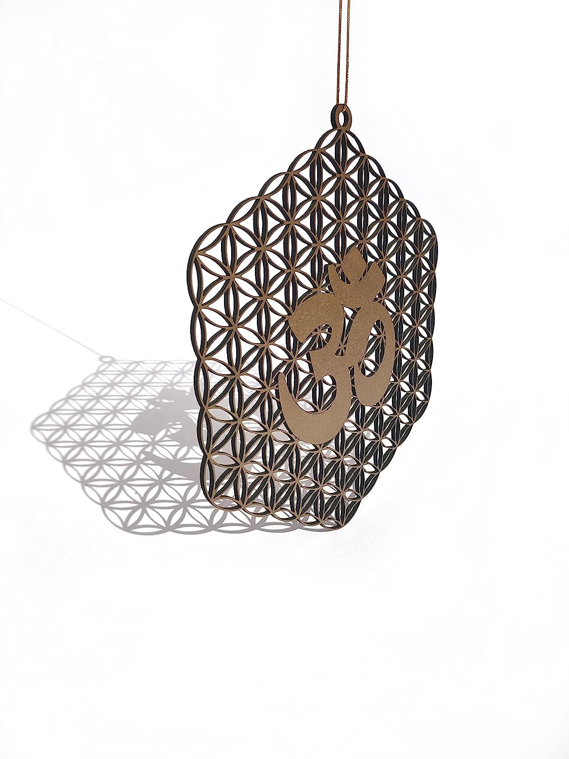 Flower of Life with OM – Hand-Painted Wooden Wall Art