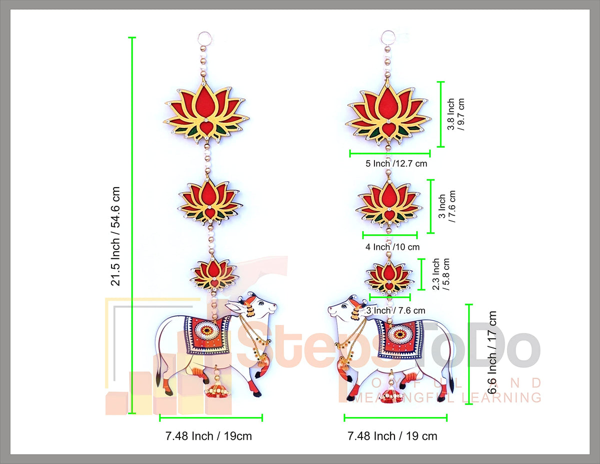 Handmade Pichwai Cow & Lotus Hangings – Jhumki Style