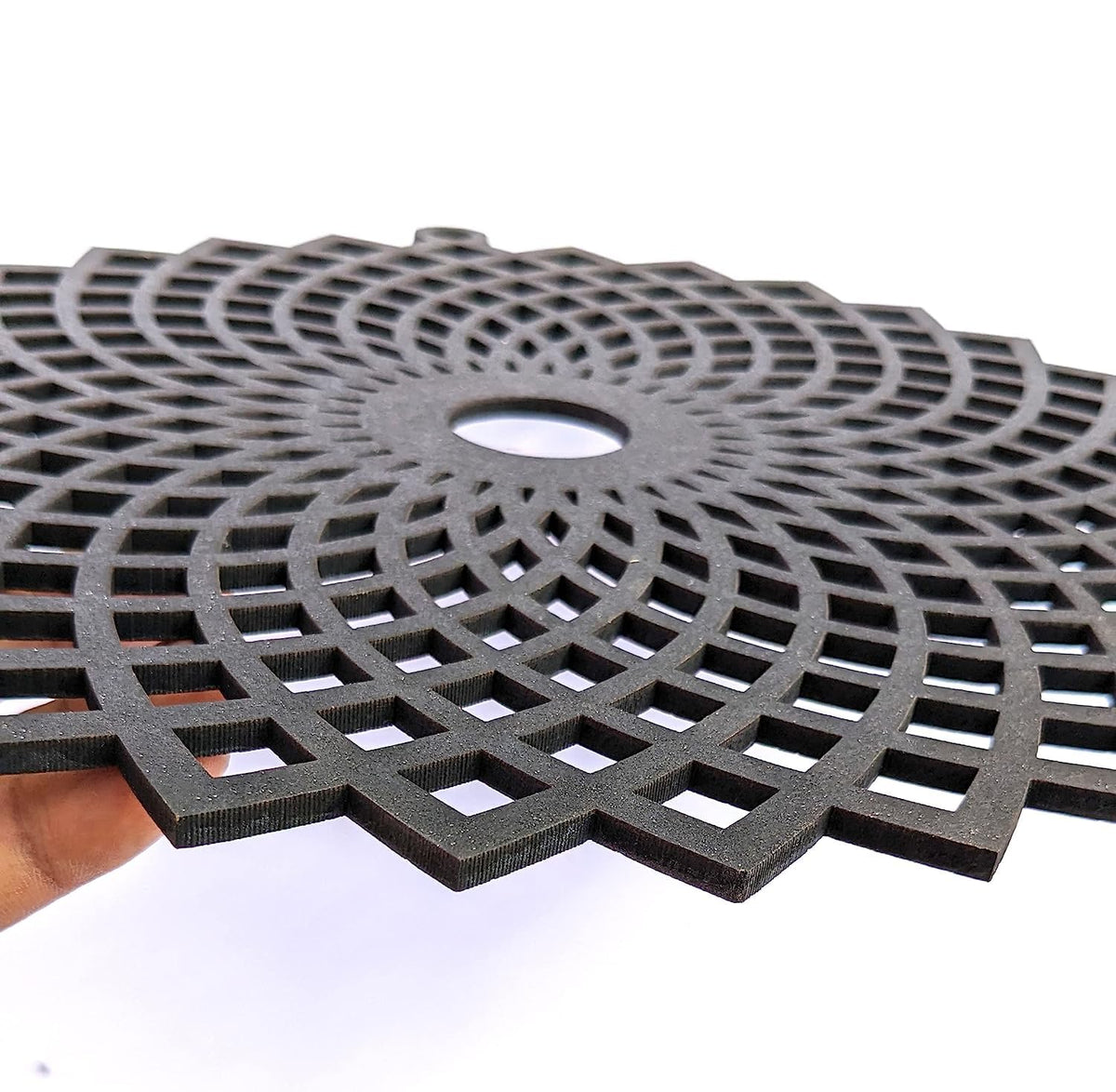 Angular Torus Flower – Hand-Painted Wooden Wall Art