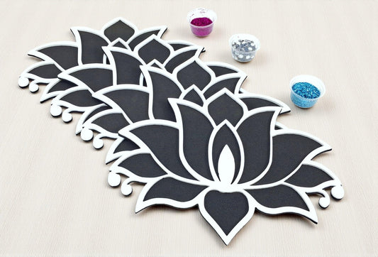 Set of 4 floating lotus rangoli mats