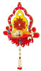 Hand-Painted Diya Jharokha – Red & Yellow, Mirror Work & Pearl Hanging