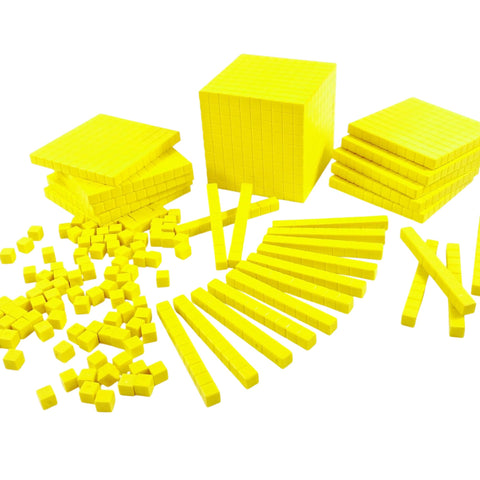 Yellow Base Ten Blocks – 131 Pieces, Blocks Only, No Box, Book or Mat