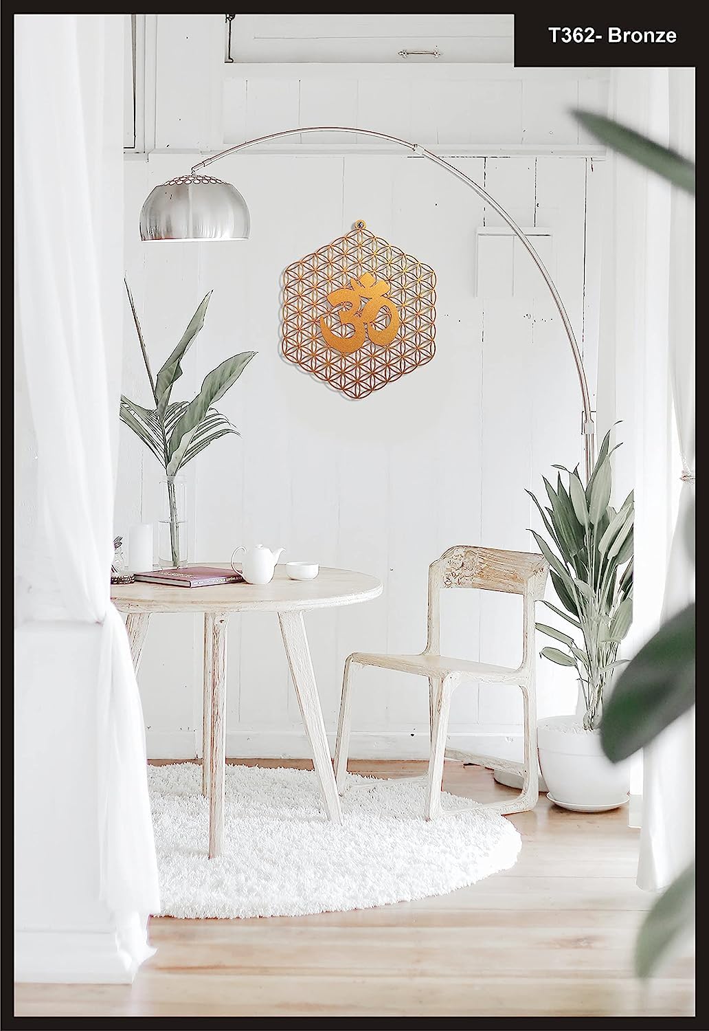 Flower of Life with OM – Hand-Painted Wooden Wall Art