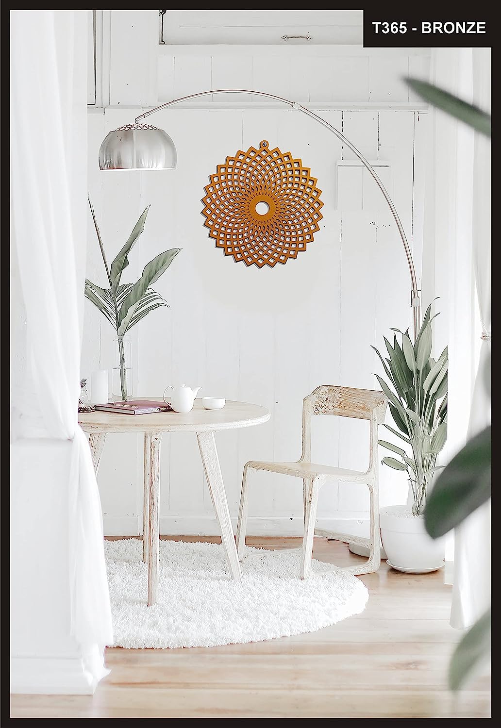 Angular Torus Flower – Hand-Painted Wooden Wall Art