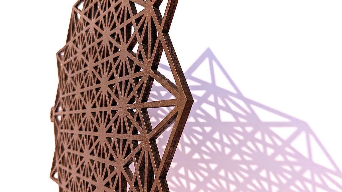 Tetrahedron Grid of Life – Hand-Painted Wooden Wall Art