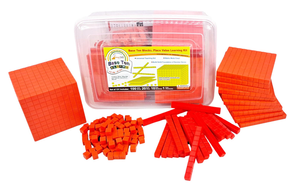 Base Ten Blocks Kit – 140 Pieces, Mats & Activity Book, Without Cube