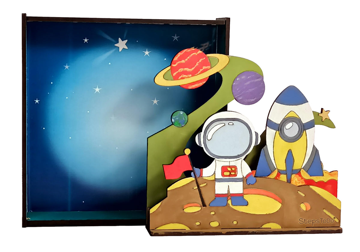DIY Wooden Space & Astronaut 3D Frame Painting Kit – 8-Inch Square