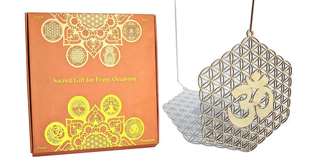 StepsToDo Flower of Life with OM Wall Art. Hanging. Sacred Geometry Art. Spiritual Gift. Hand Painted