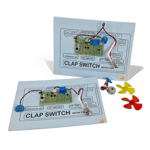 StepsToDo Handmade Clap Switch with Fan and LED Project on Cardboard with Complete Circuit – Ready to Use for Science Assignments, Exhibitions, and Teaching Aid