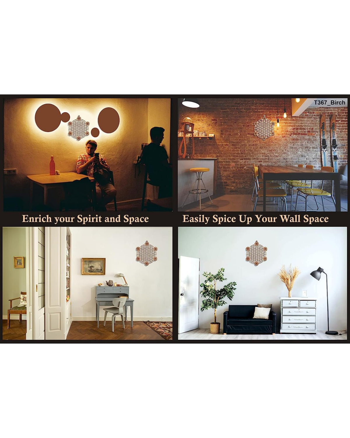 Flower & Seed of Life – Hand-Painted Wooden Wall Art