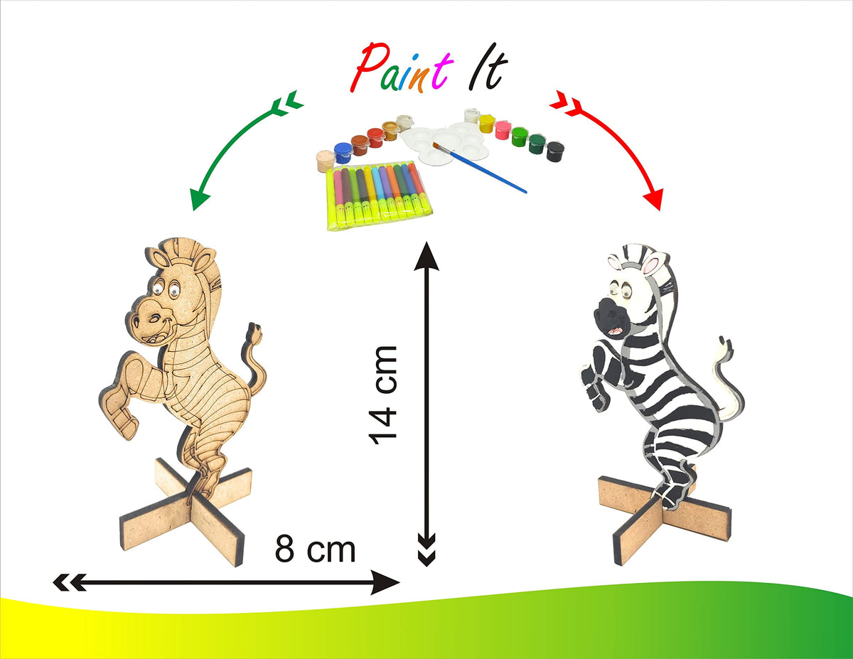 Wooden Zoo Painting Kit – 10 Animals, Ringmaster, Banner, 12 Colours & 12 Pens