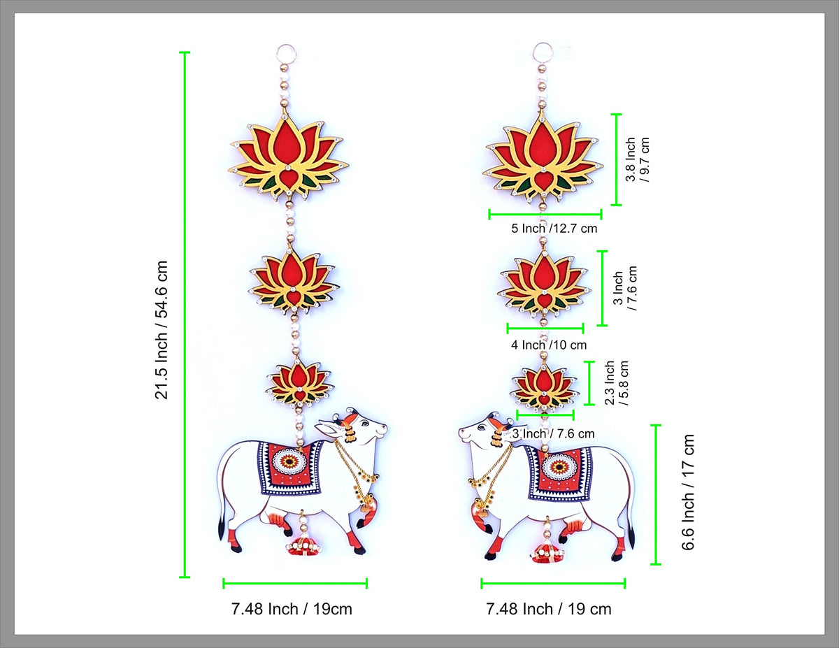 Handmade Pichwai Cow & Lotus Hangings – Jhumki Style