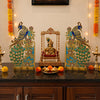 StepsToDo Pair of Hand Painted Peacock Stand with Mirror Work