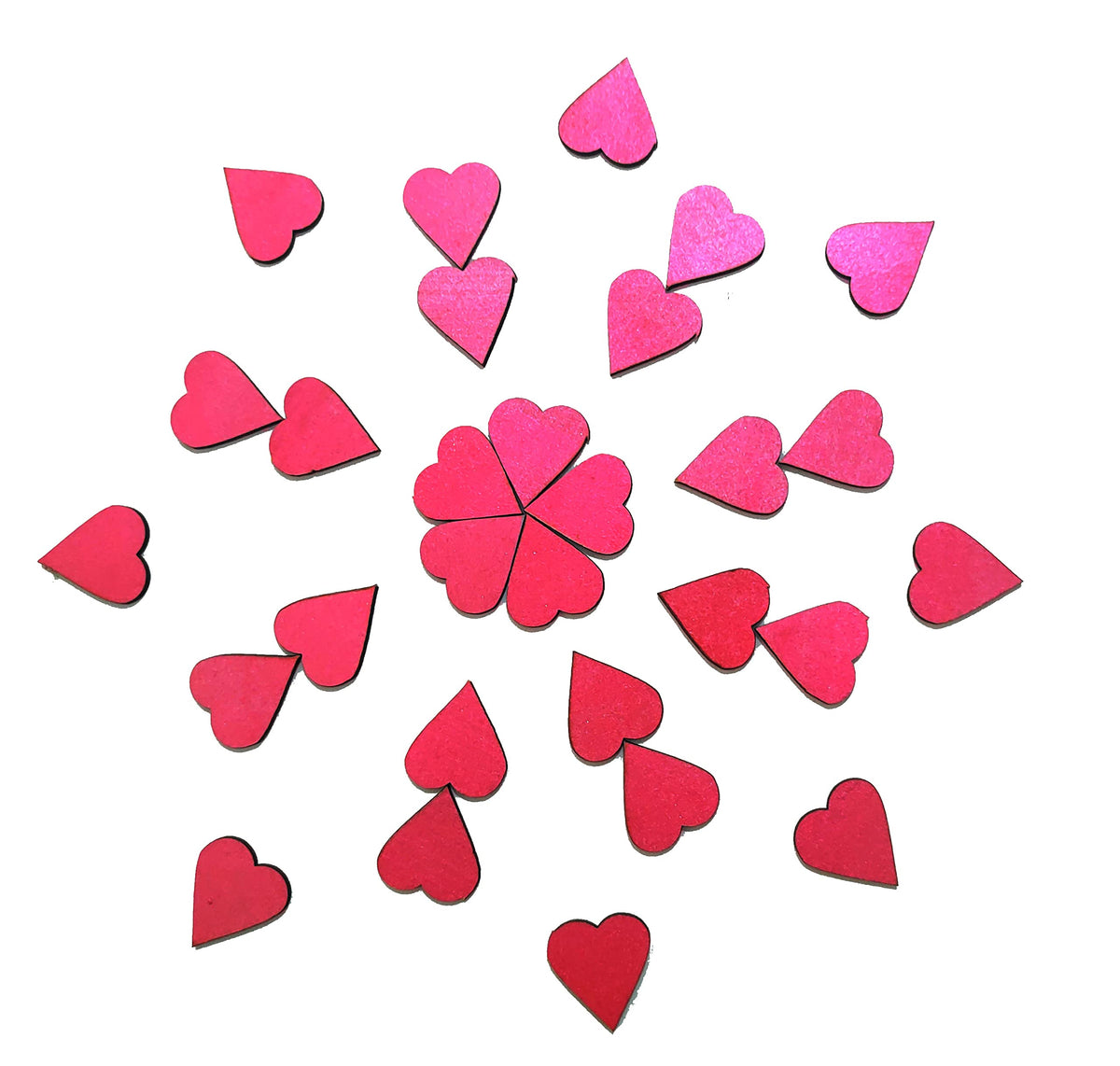 Bright Pink Wooden Heart Cutouts – Pack of 100