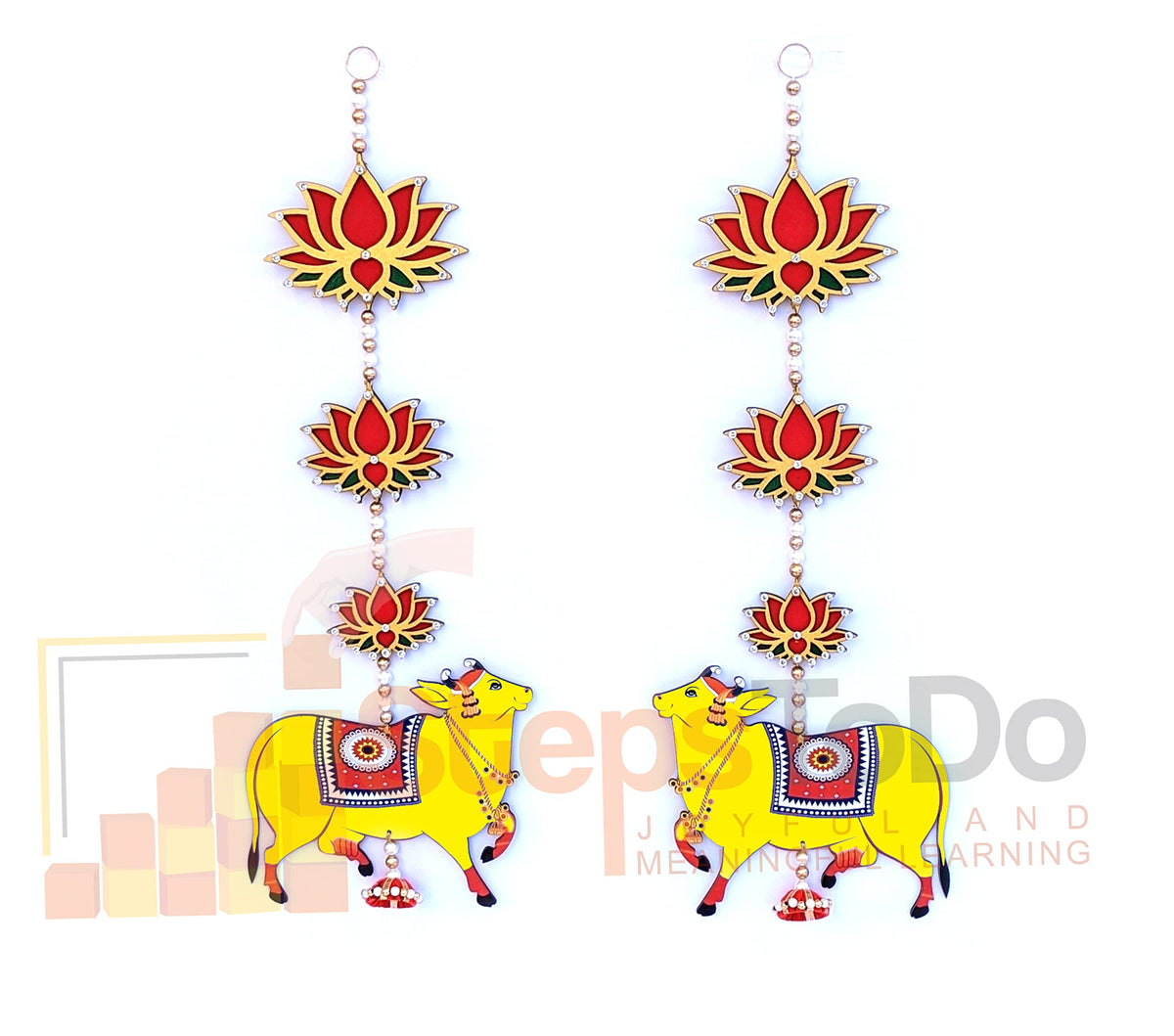 Handmade Pichwai Cow & Lotus Hangings – Jhumki Style