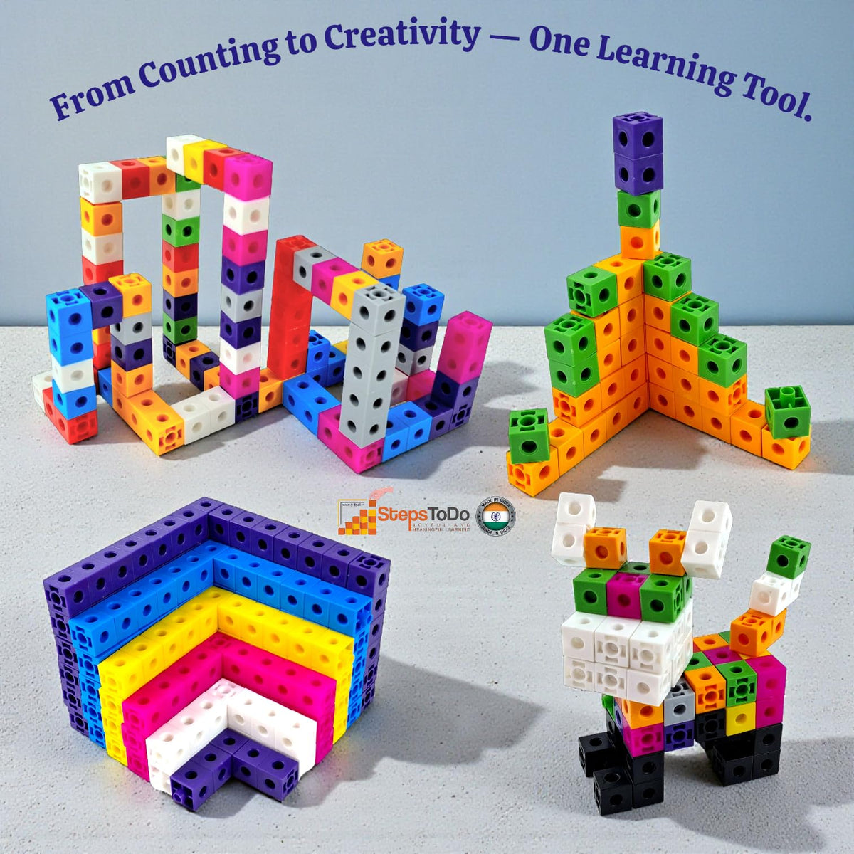 Unifix Linking Maths Cubes – 100 Pieces, 2 cm, 10 Colours