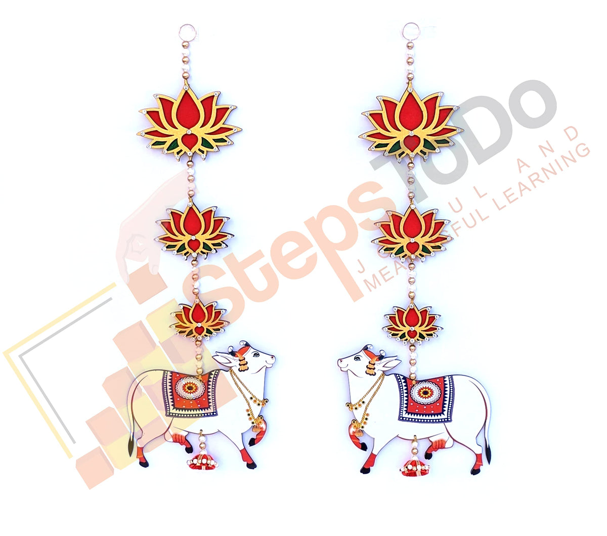 Handmade Pichwai Cow & Lotus Hangings – Jhumki Style