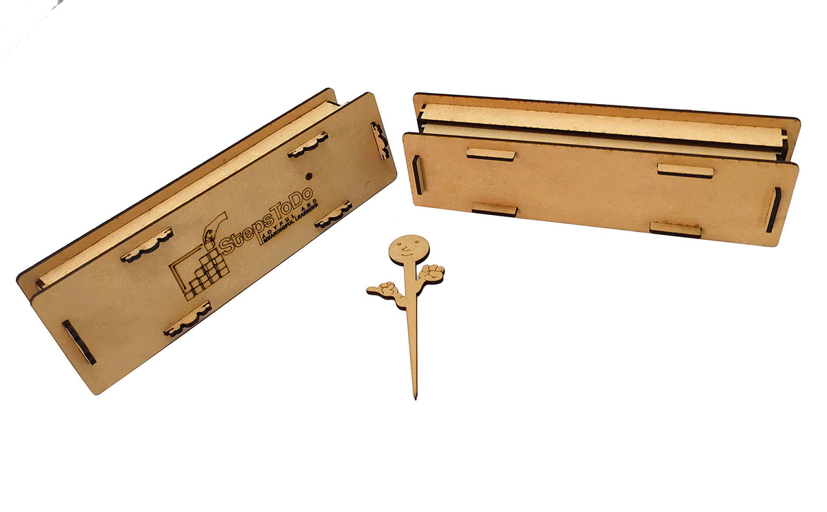 Wooden Hindi Alphabet & Number Tracing Stencil Kit