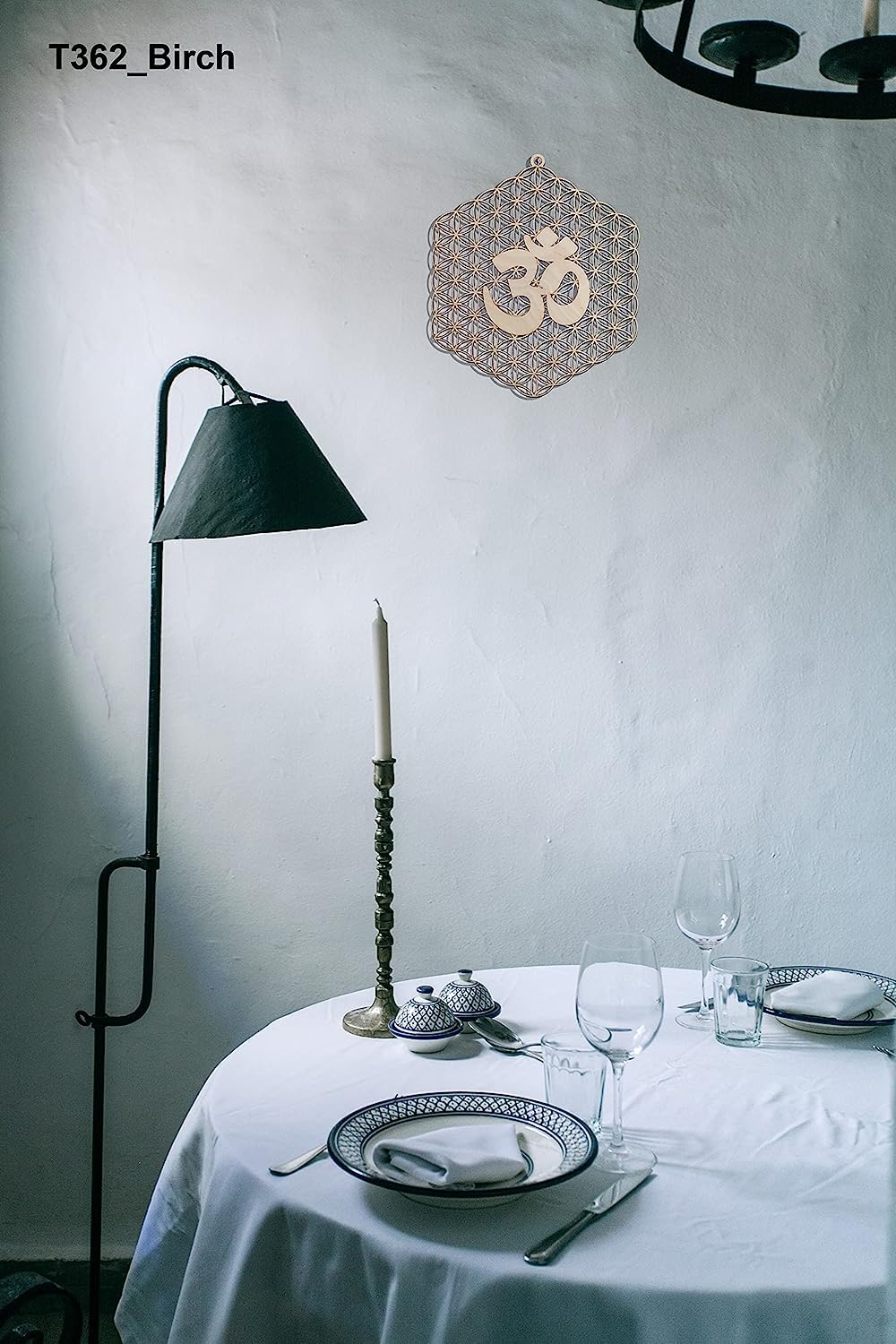 Flower of Life with OM – Hand-Painted Wooden Wall Art