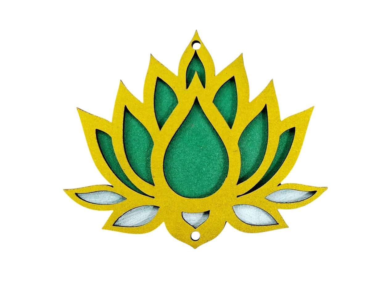 Wooden Lotus Cutouts – Set of 12, Golden with Choice of Colour