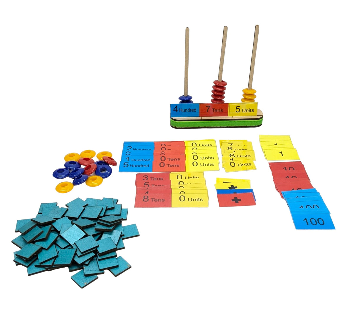 Wooden Place Value Abacus with Number Expansion Cards