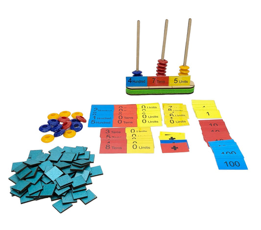 Wooden Place Value Abacus with Number Expansion Cards