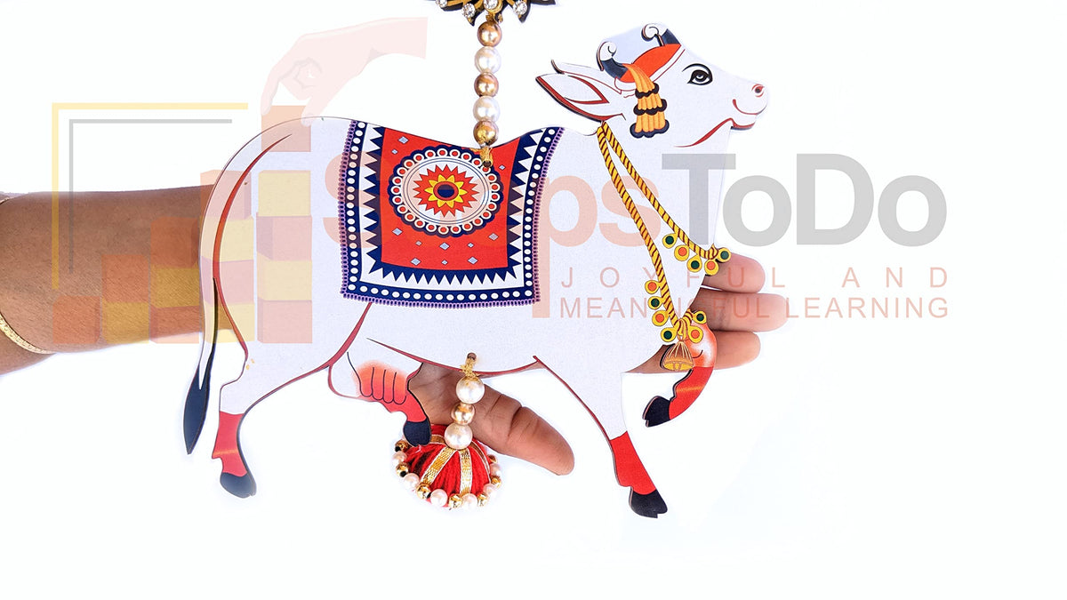 Handmade Pichwai Cow & Lotus Hangings – Jhumki Style