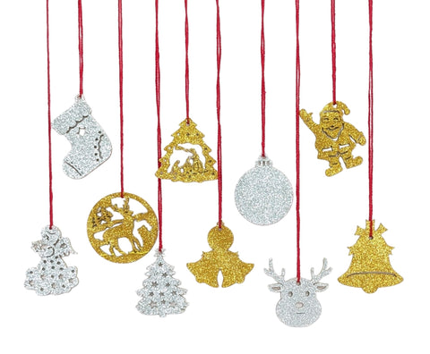 Gold/Silver Foam Christmas Ornaments – 50 Pieces, 23 × 9 cm & 27 × 2 cm