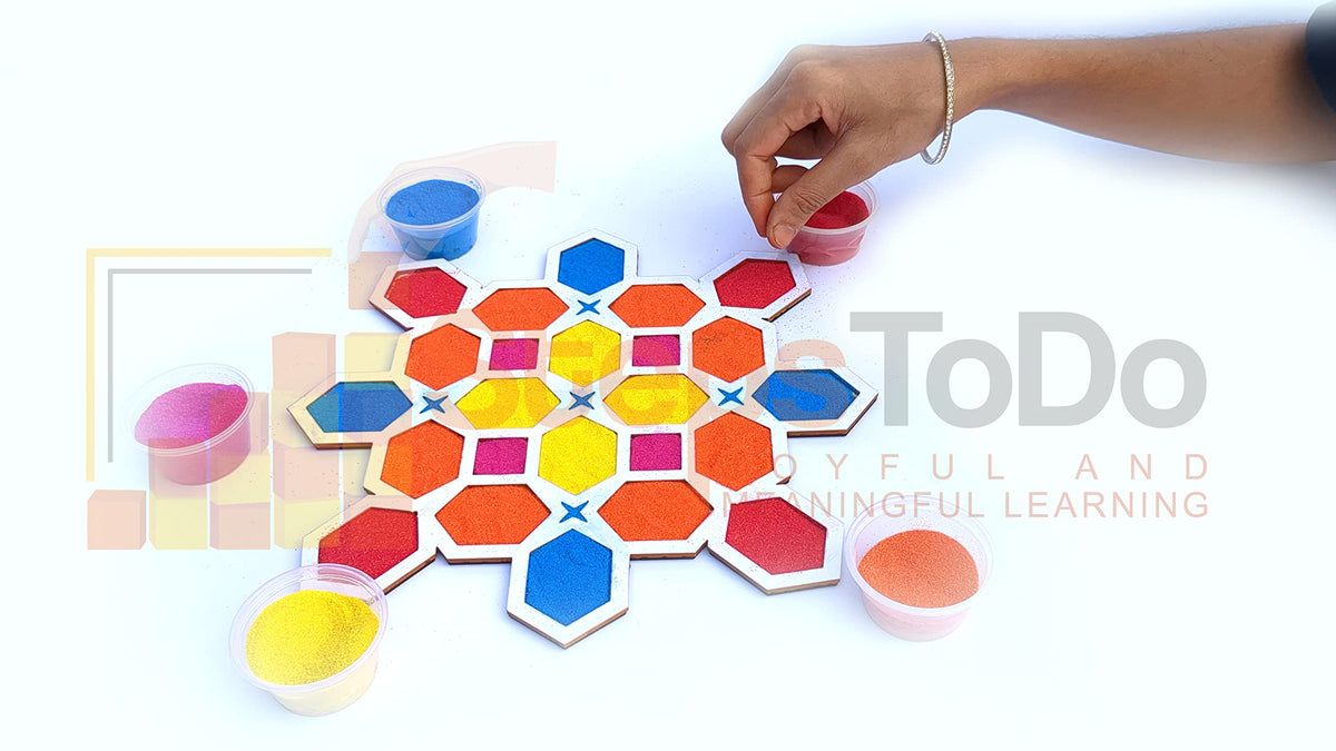 Reusable Rangoli Making Frame with Wooden Base