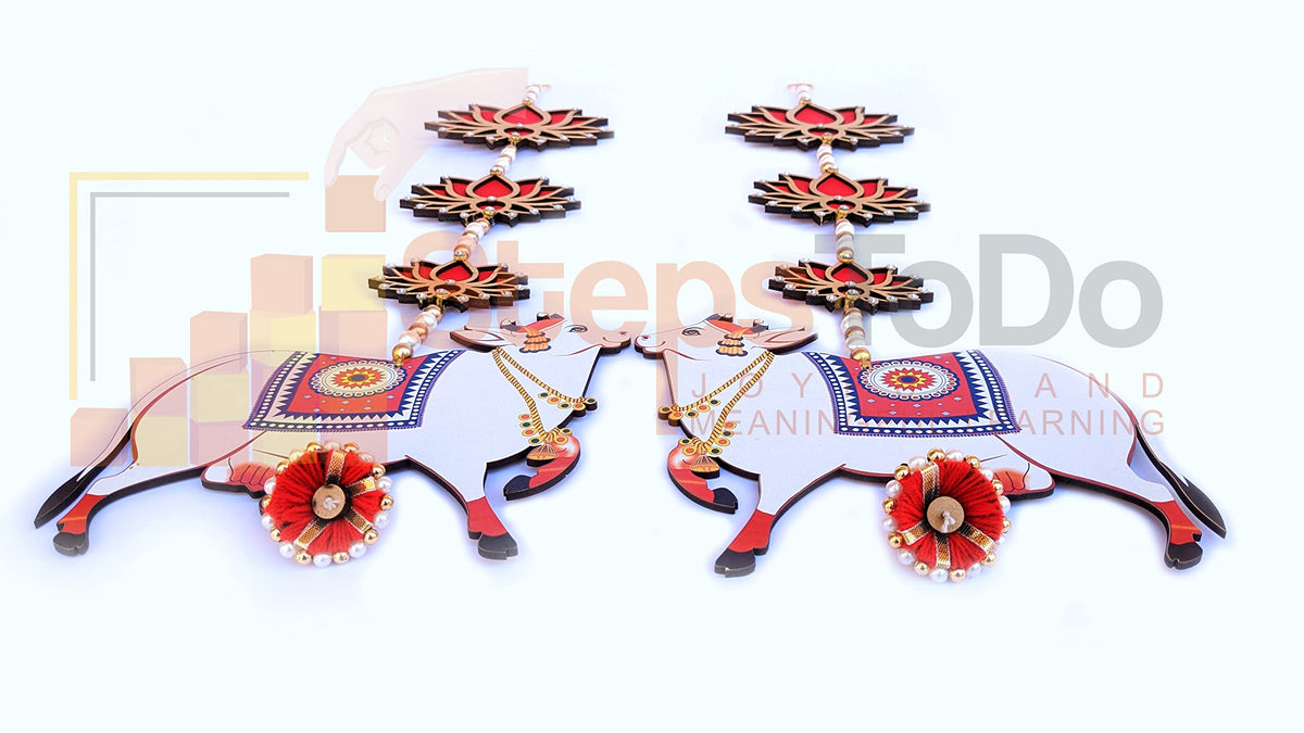 Handmade Pichwai Cow & Lotus Hangings – Jhumki Style