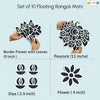 Floating Rangoli Set of 10 – 11-Inch Peacock, 9-Inch Borders, 2.5-Inch Diyas & 4-Inch Flower