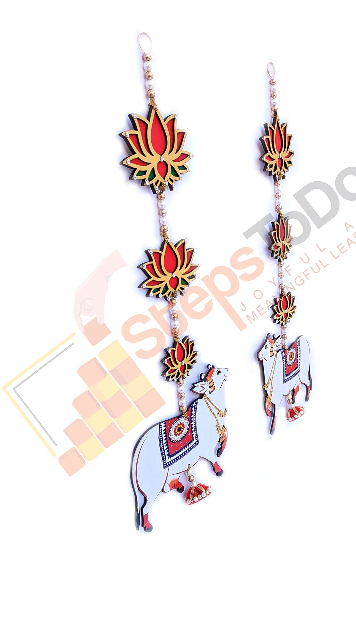Handmade Pichwai Cow & Lotus Hangings – Jhumki Style