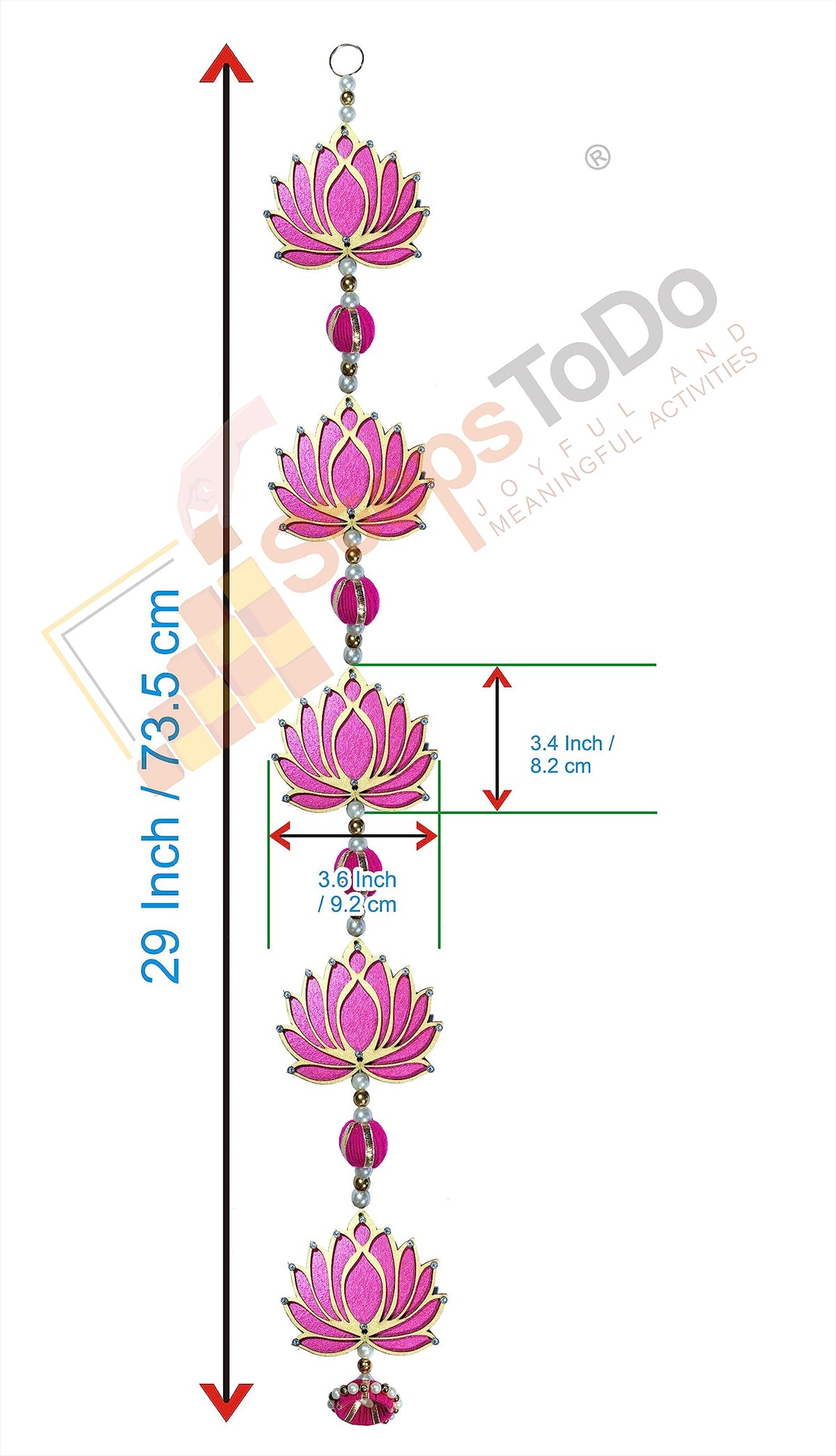 Handmade Pink Five-Tier Lotus Garlands (Large, 8)