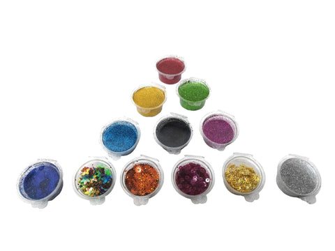StepsToDo Glitter & Sequins Hobby Craft Kit. Set of 8 Glitter Powder, 4 Sequins. Extra fine Glitter and Flower Shape Sequins for Slime, Art, Crafts, Nail Art Polish, Scrap-Booking, Paints.