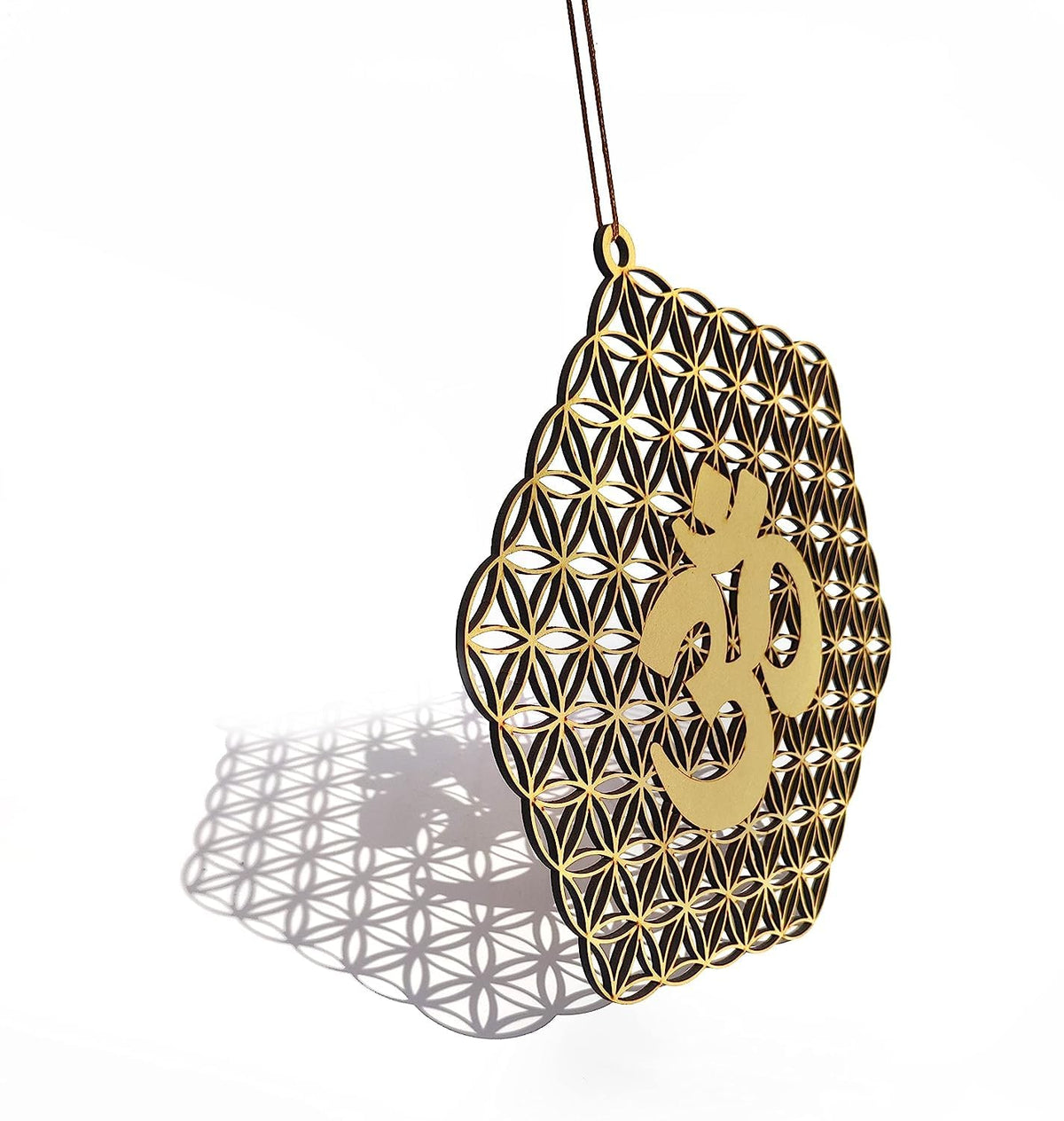 Flower of Life with OM – Hand-Painted Wooden Wall Art
