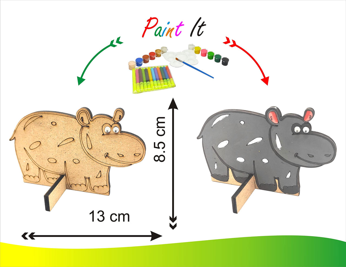 Wooden Zoo Painting Kit – 10 Animals, Ringmaster, Banner, 12 Colours & 12 Pens