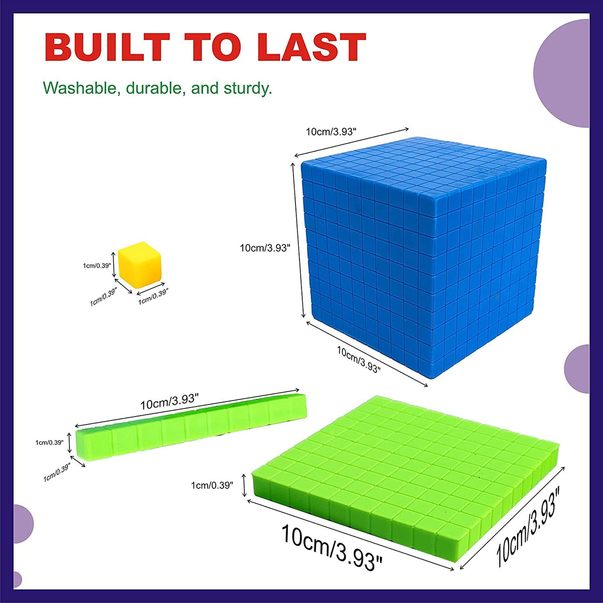 Base Ten Blocks Kit – 140 Pieces, Mats & Activity Book, Without Cube