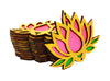 StepsToDo _ Golden & Rose Pink lotus Wind Chime (52 cm X 11.5 cm) | Three Lotus Toran | Handmade Lotus Garlands Wall Hanging | Decoration for Ganapati, Diwali, Dashera, Decorations, Festival Gift, Wedding Decoration (T328)