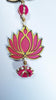 StepsToDo _ Bright Pink & Golden Lotus Hanging (Large) | 5 Tier Decorative Handmade Lotus Garlands/Wind Chime | Lotus Toran for Ganapati, Diwali, Dashera, Decorations, Festival Gift, Wedding Decoration (T408)