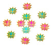StepsToDo _ Golden Framed Lotus Flower Shape Wooden Cutout (Set of 12) | Rose Pink (6) & Ocean Blue (6) | DIY Rangoli | For Diwali, Dashera, Pooja, Festival, Wedding Decorations | Festive Gift (T322)