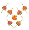 StepsToDo _ Pink & Green Wooden Lotus Handcrafted Hanging / Latakans | Hand Painted Lotus Decorative Hanging Wall Decoration | Diwali, Dashera, Pooja, Festival Gift, Wedding Decorations. (T330)