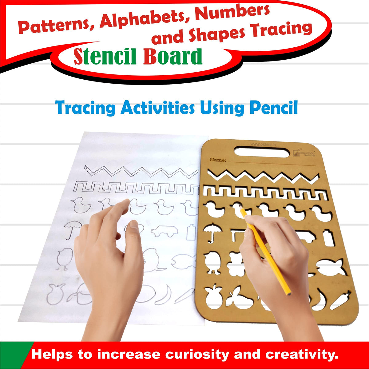 Wooden Tracing Boards – Set of 4, Letters, Numbers, Shapes & Patterns