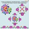 Floating Rangoli Set of 10 – 11-Inch Peacock, 9-Inch Borders, 2.5-Inch Diyas & 4-Inch Flower